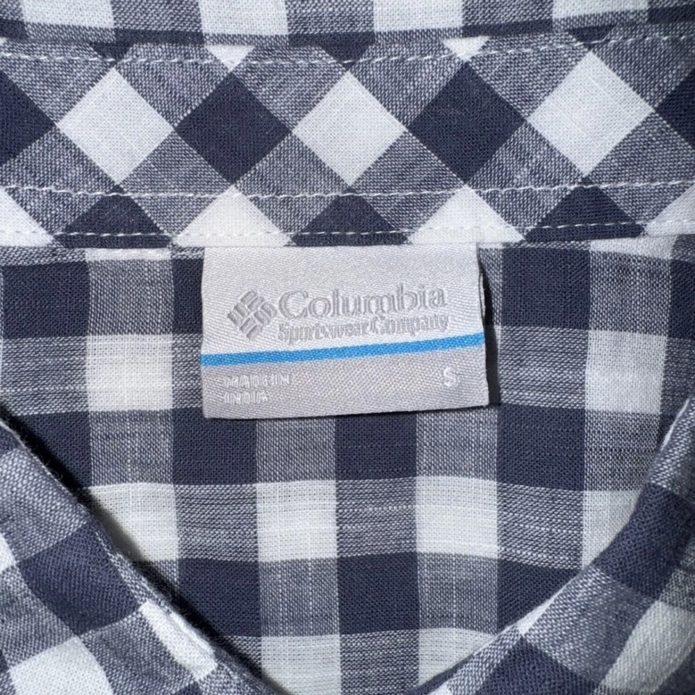 NEW Columbia Camp Henry Top Women’s SMALL cotton Button Up Blue White Plaid - Picture 5 of 7